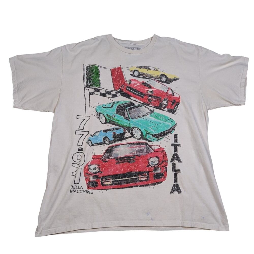 1971 Italia Bella Macchine Graphic T-Shirt Off White Size 2XL - Picture 10 of 10